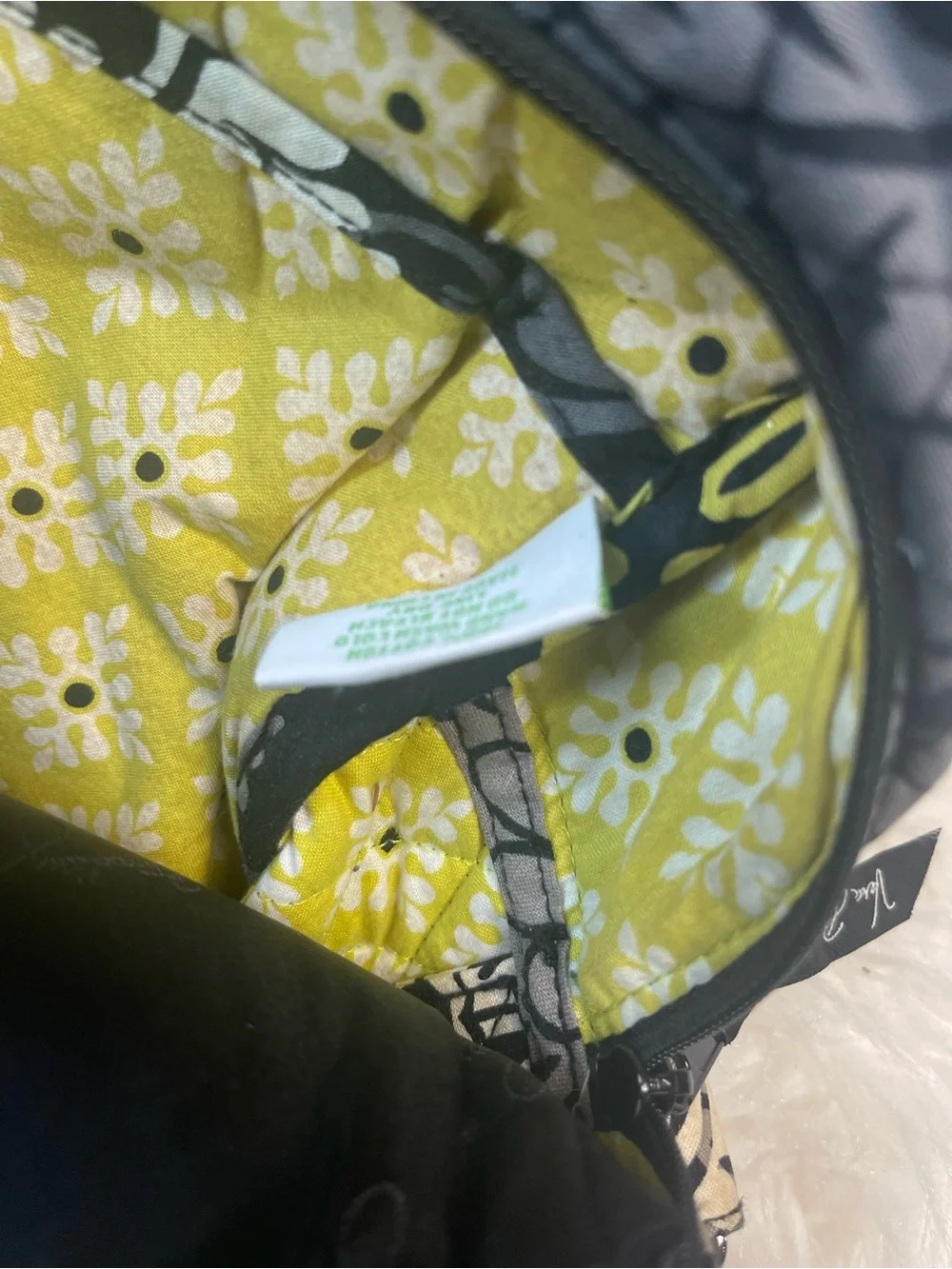 Vera Bradley Quilted Floral - Black & Yellow large laptop bag